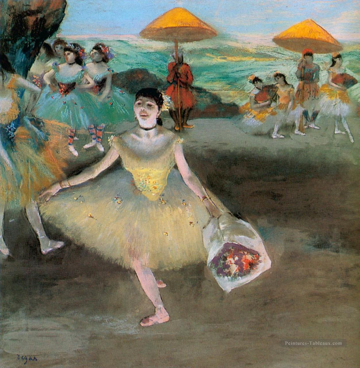 danseur avec un bouquet s’inclinant 1877 Edgar Degas Peintures à l'huile